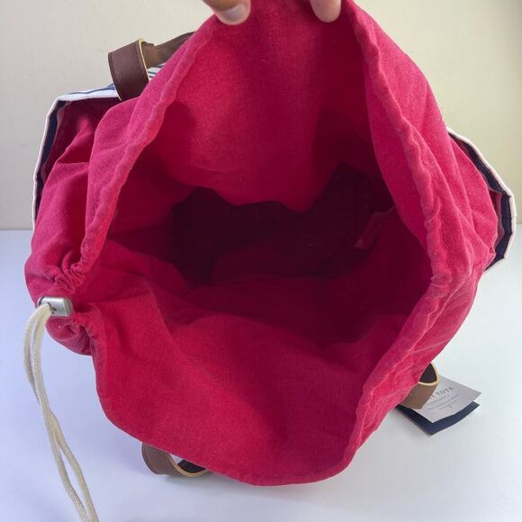 Picnic Time Coronado Canvas and Willow Basket Tote Navy Blue White Striped - Picture 13 of 16